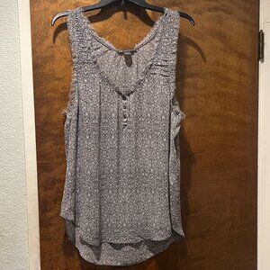 Armani Exchange Summer 2014 Sheer Paisley Henley Scoop Tank Top Raw Edge Size M